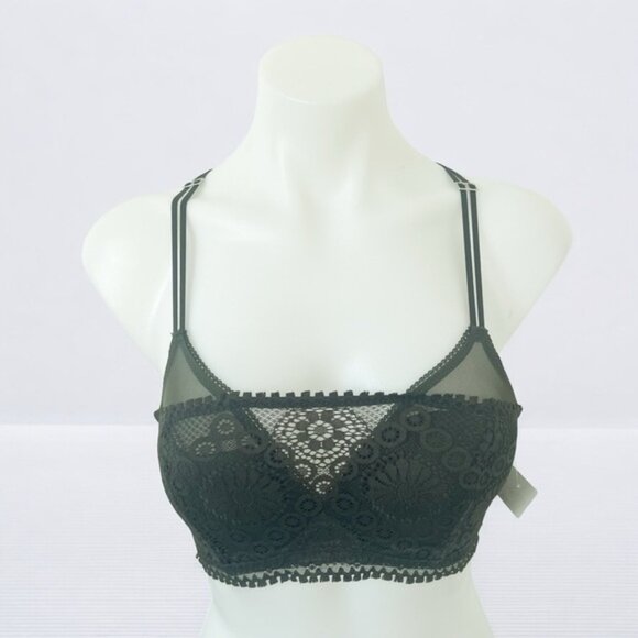 NWT Aerie Dark Green Real Power Wireless Push Up Joy Convertible Lace Bra  32C - Picture 1 of 11